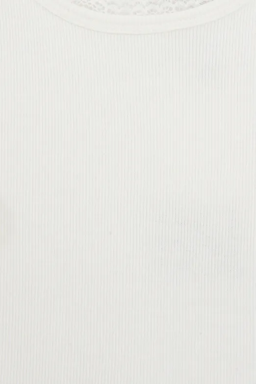 Bayan Beyaz Dantel Detaylı Halter Yakalı Top - BSL