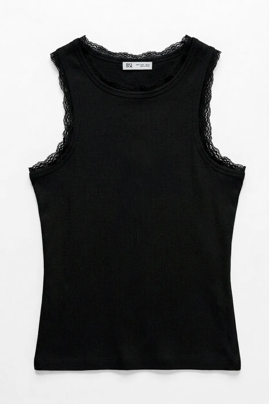 Bayan Siyah Dantel Detaylı Halter Yakalı Top