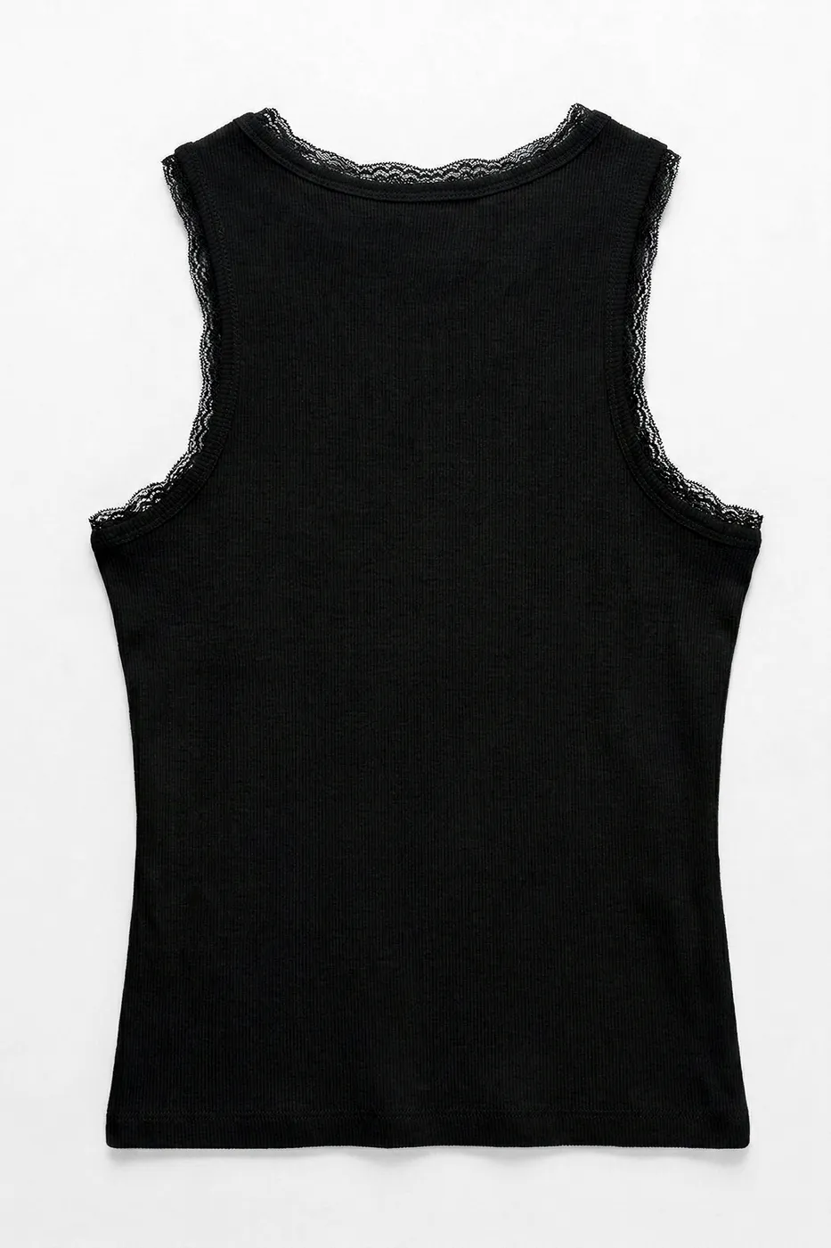 Bayan Siyah Dantel Detaylı Halter Yakalı Top