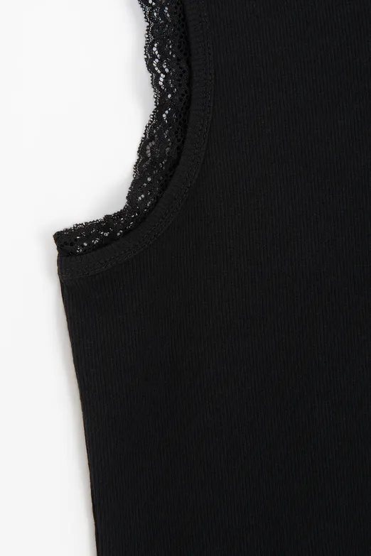 Bayan Siyah Dantel Detaylı Halter Yakalı Top - BSL