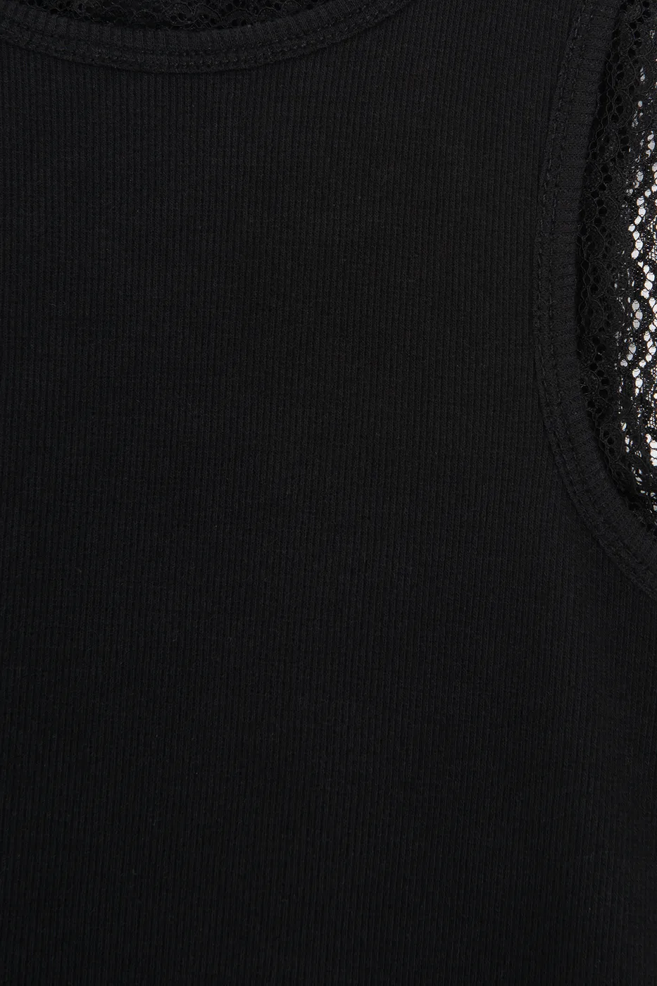 Bayan Siyah Dantel Detaylı Halter Yakalı Top