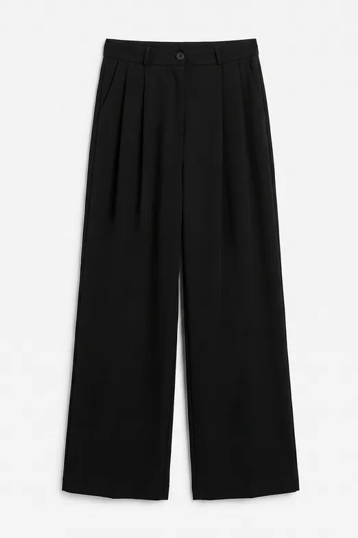 Bayan Siyah Tencel Palazzo Dökümlü Pantolon - BSL