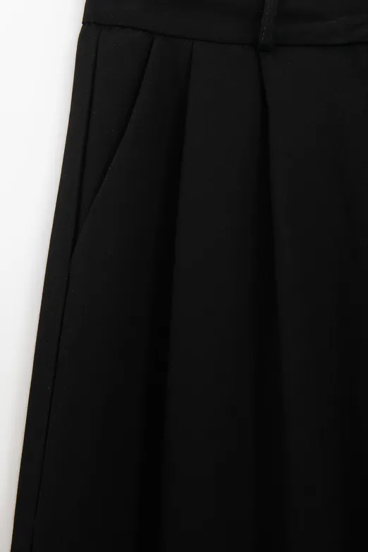 Bayan Siyah Tencel Palazzo Dökümlü Pantolon - BSL