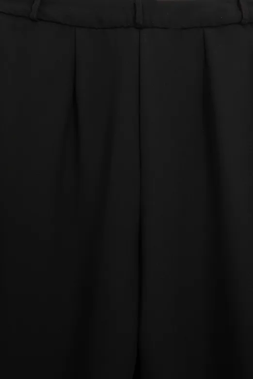 Bayan Siyah Tencel Palazzo Dökümlü Pantolon - BSL