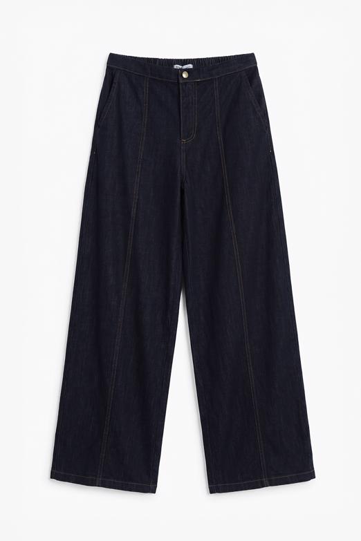 Bayan  Geniş Paça Denim Pantolon