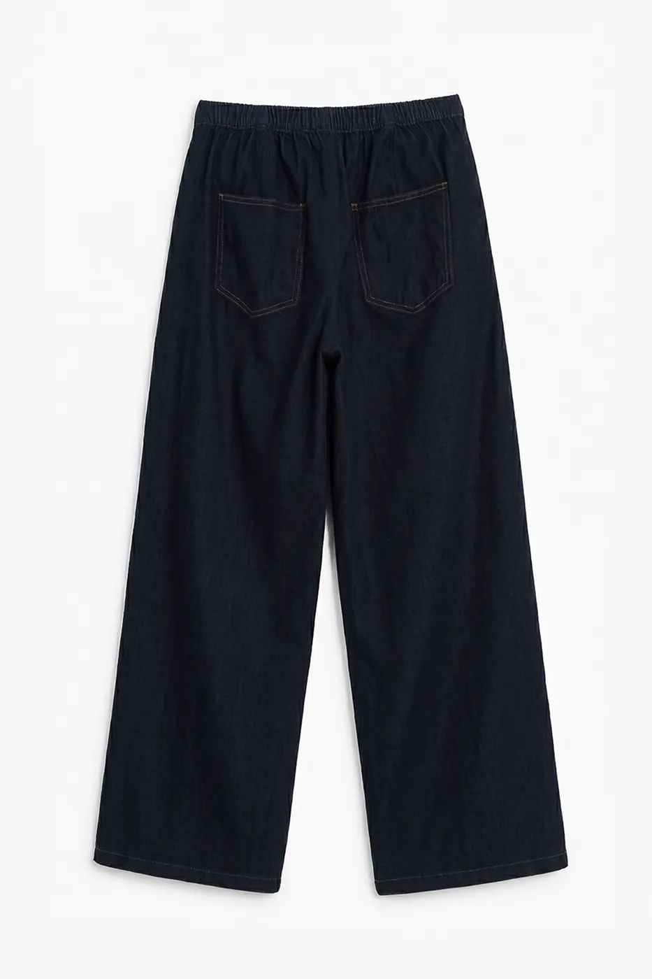 Bayan Lacivert Geniş Paça Denim Pantolon