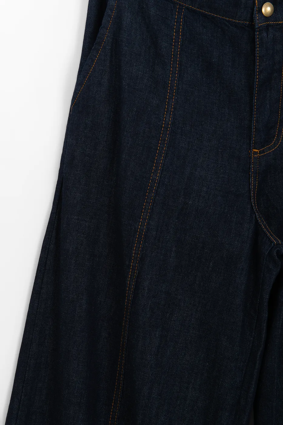 Bayan Lacivert Geniş Paça Denim Pantolon