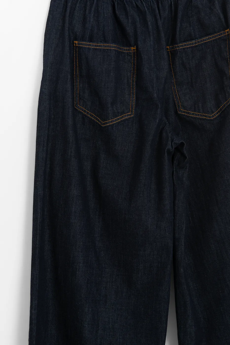 Bayan Lacivert Geniş Paça Denim Pantolon