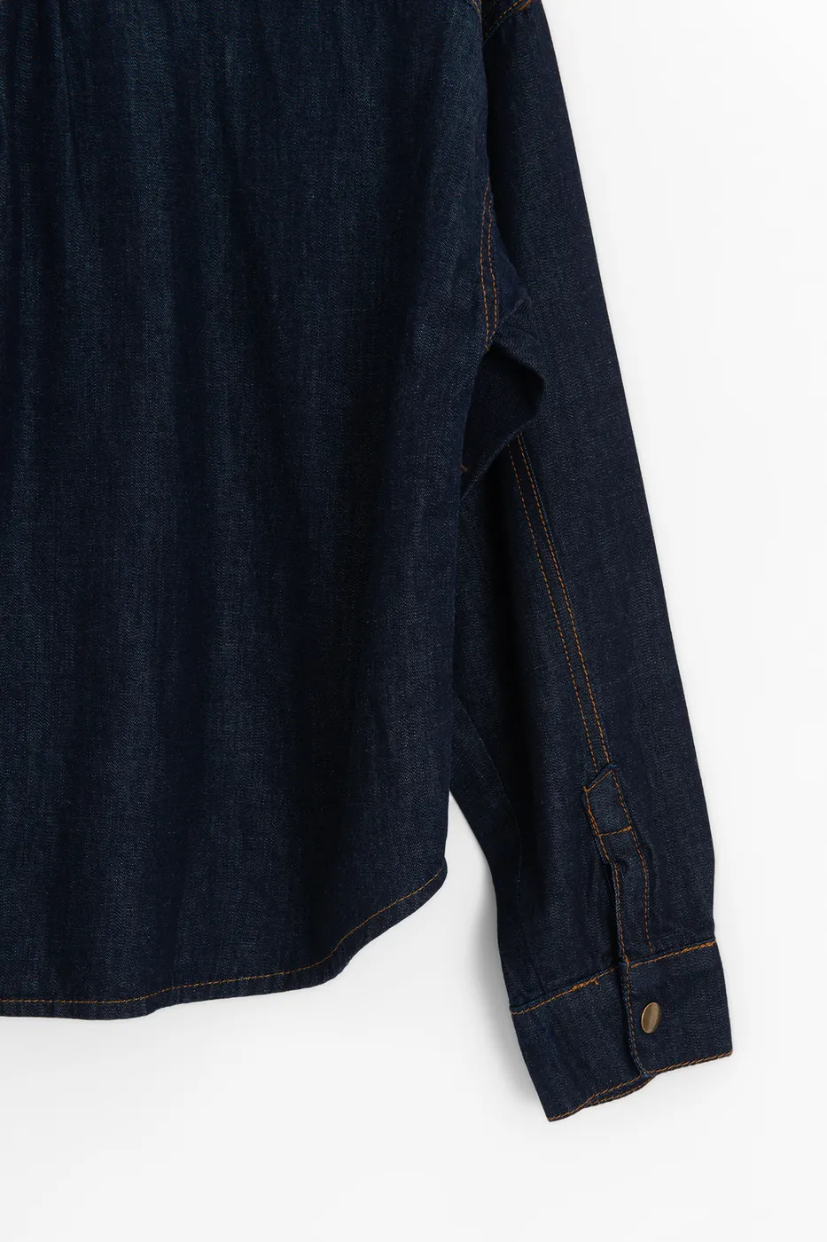 Bayan Lacivert Oversıze Denim Gömlek