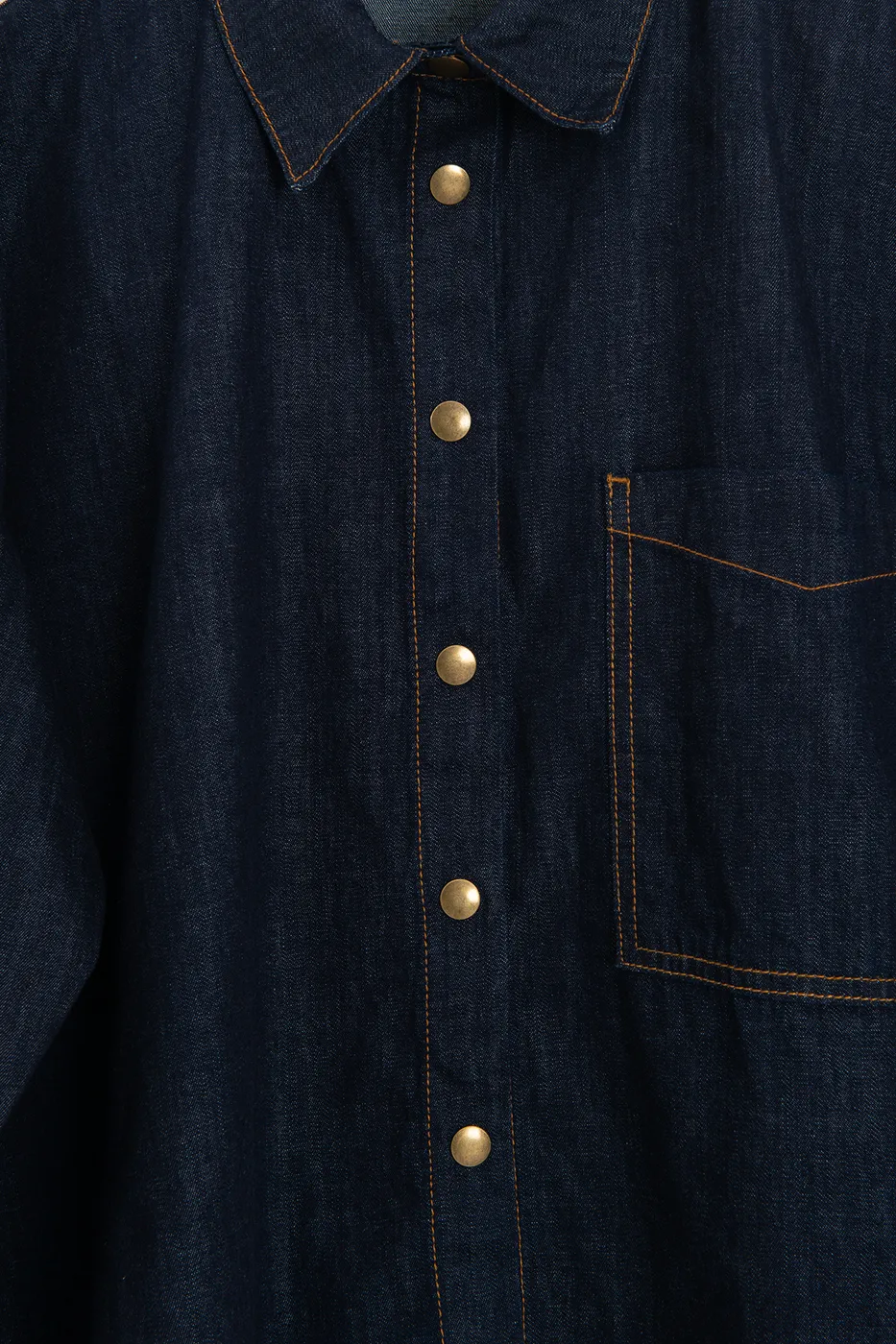 Bayan Lacivert Oversıze Denim Gömlek