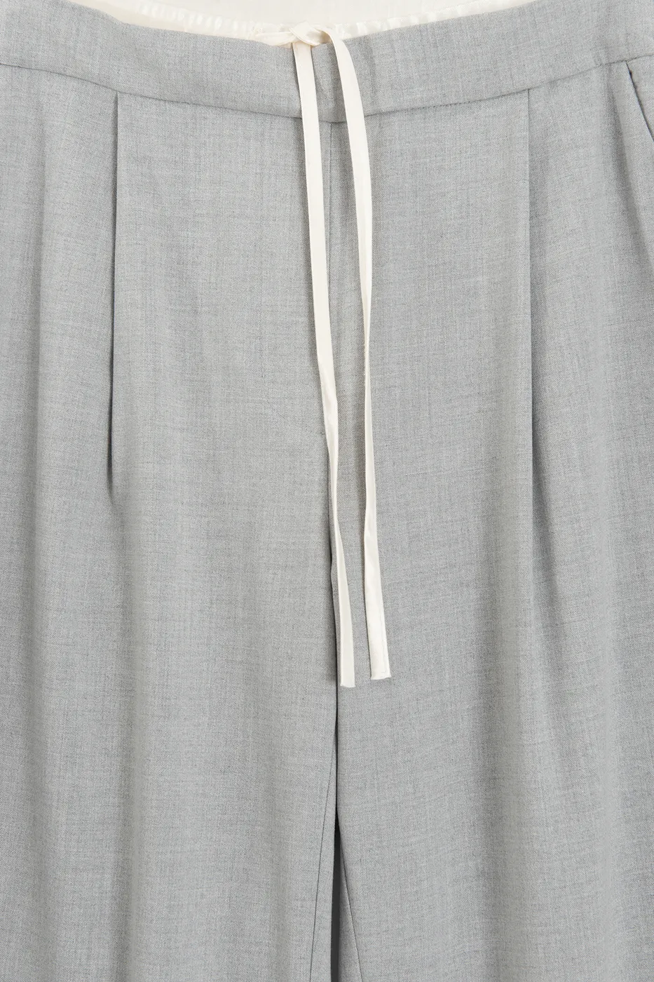 Bayan Gri Çift Bel Bantlı Pantolon