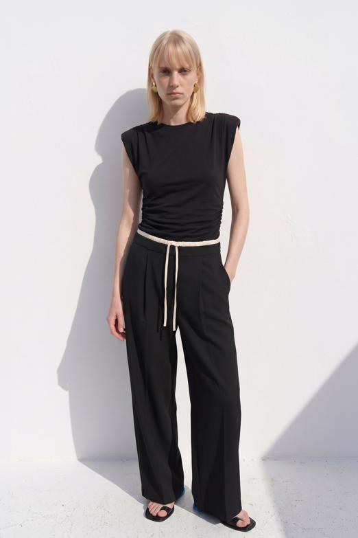 Çift Bel Bantlı Pantolon