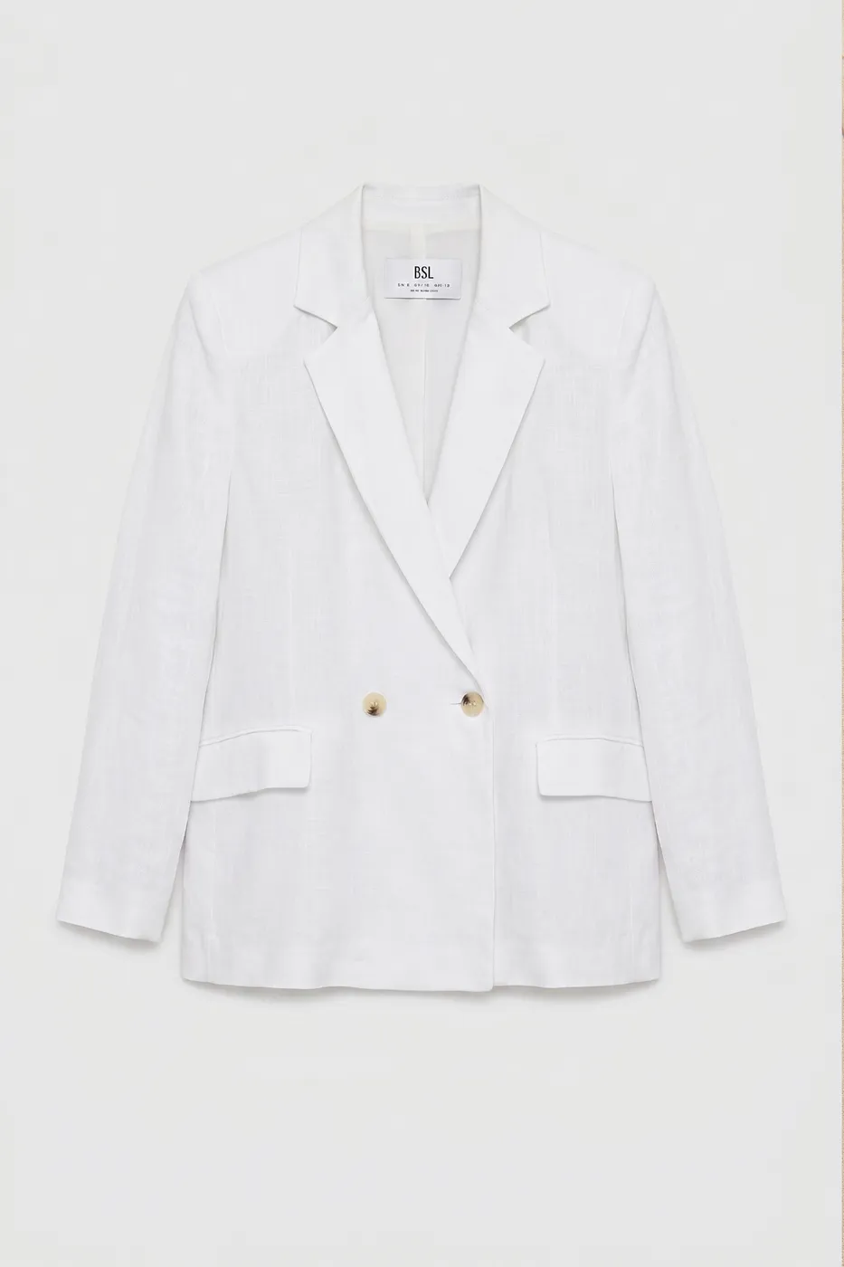 Bayan Beyaz %100 Keten Kruvaze Blazer Ceket