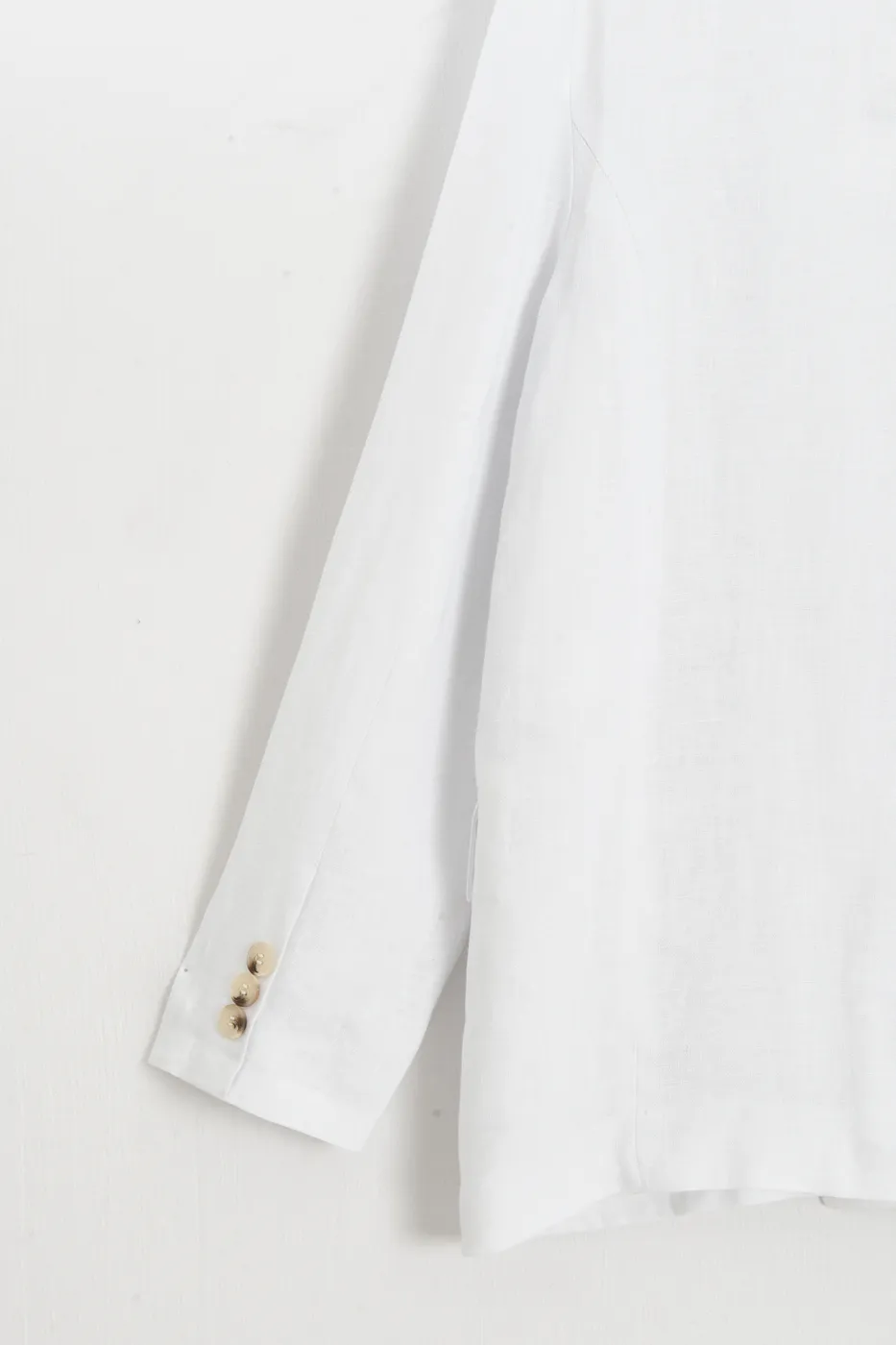 Bayan Beyaz %100 Keten Kruvaze Blazer Ceket