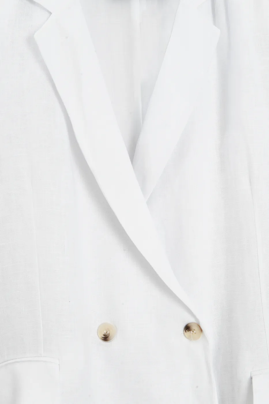 Bayan Beyaz %100 Keten Kruvaze Blazer Ceket