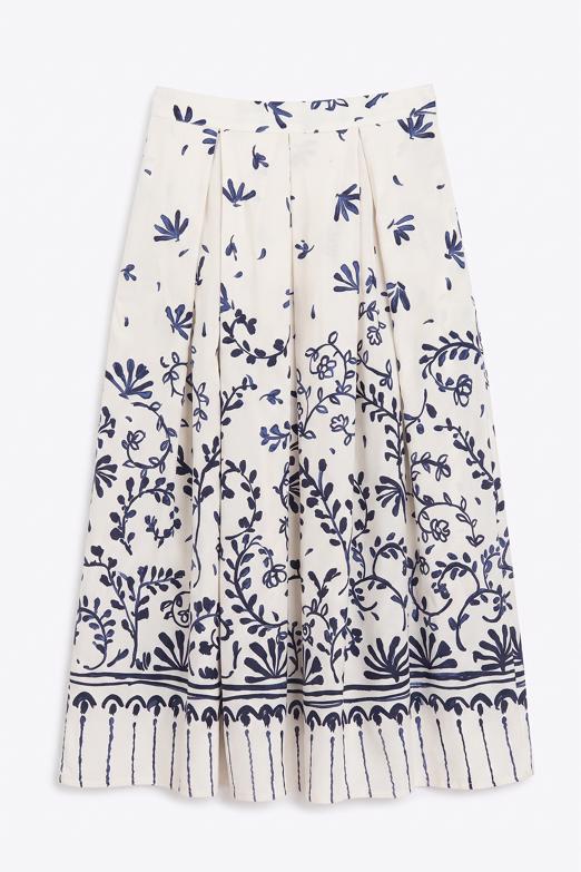 Pileli Keten Midi Etek