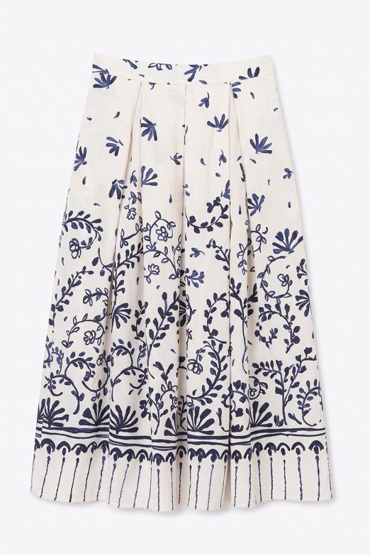 Pileli Keten Midi Etek