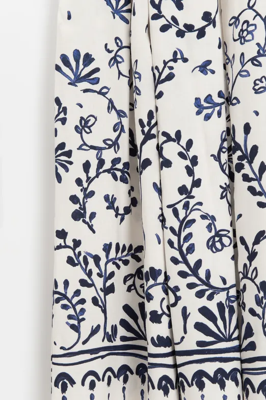 Bayan Ekru Pileli Keten Midi Etek - BSL