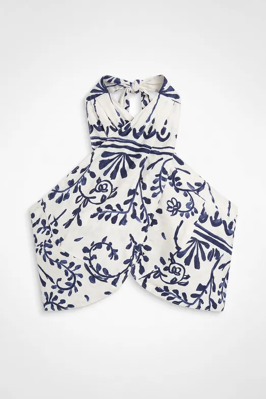 Bayan Ekru Boyundan Bağlamalı Bluz - BSL