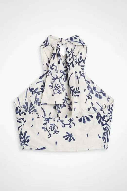 Bayan Ekru Boyundan Bağlamalı Bluz - BSL