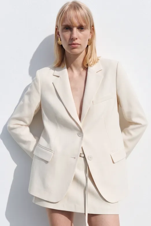 Bayan Krem Blazer Ceket - BSL