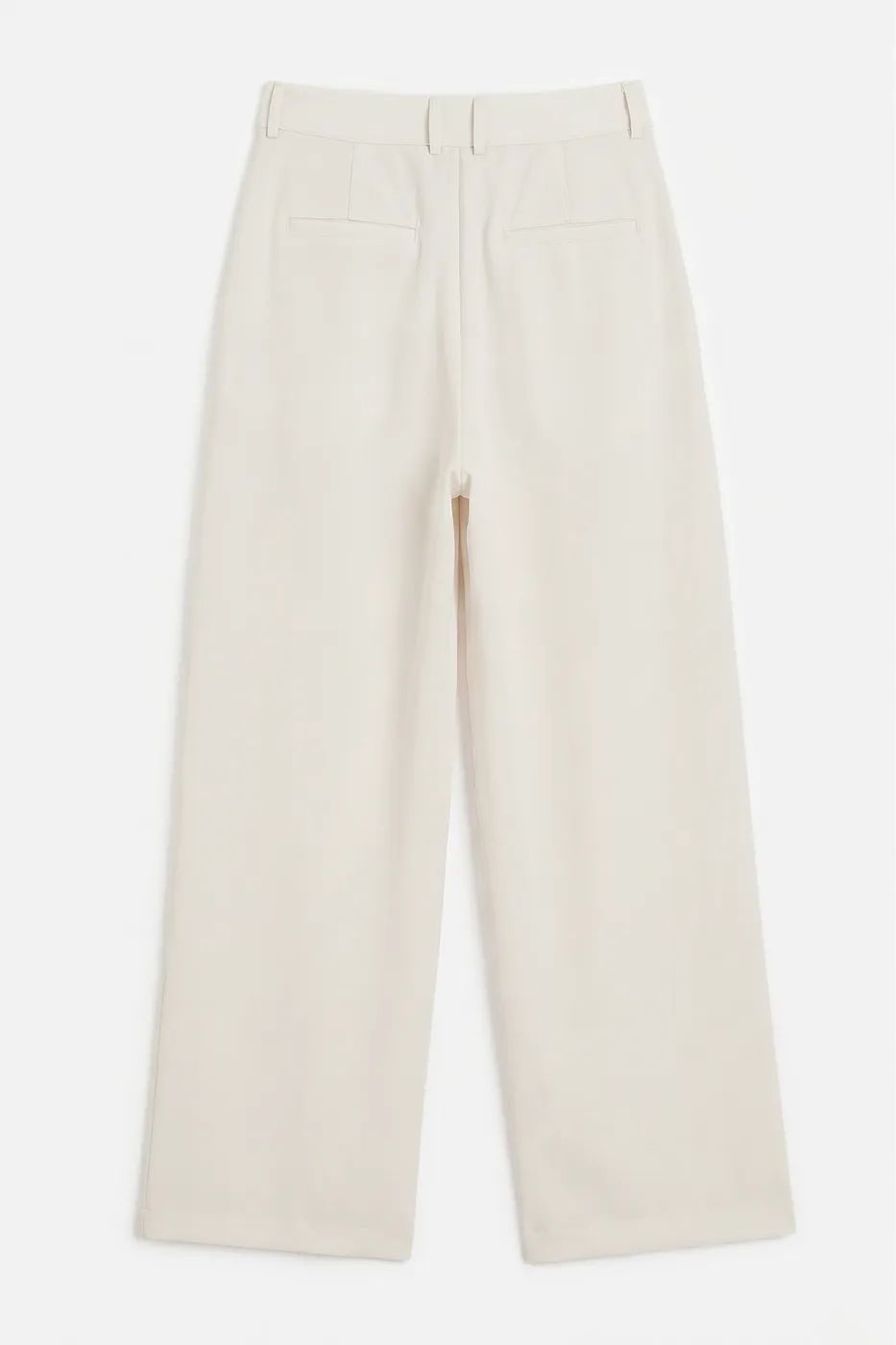 Bayan Krem Çift Pileli Bol Pantolon