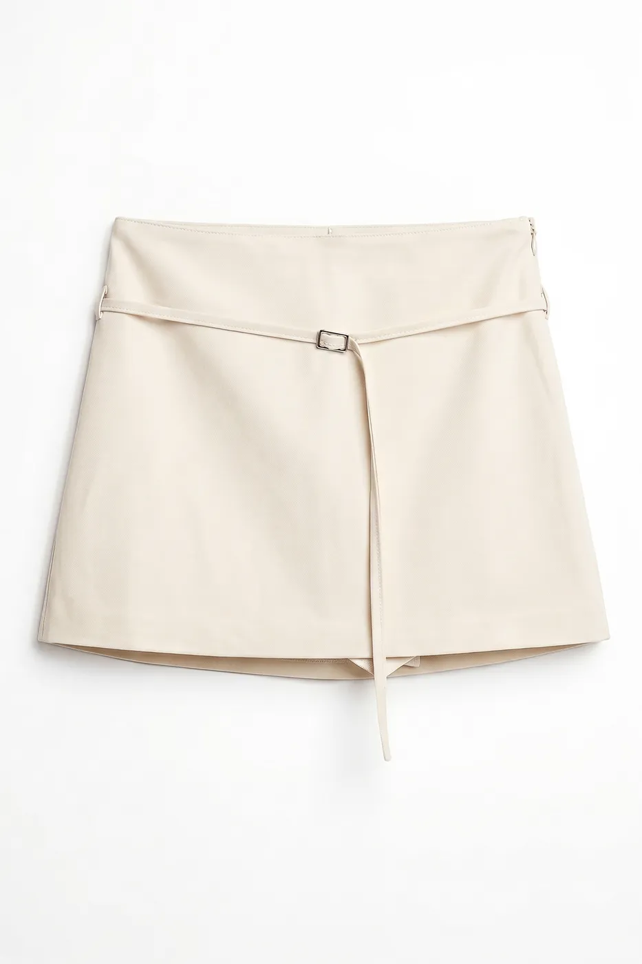 Bayan Krem Kemerli Şort Etek