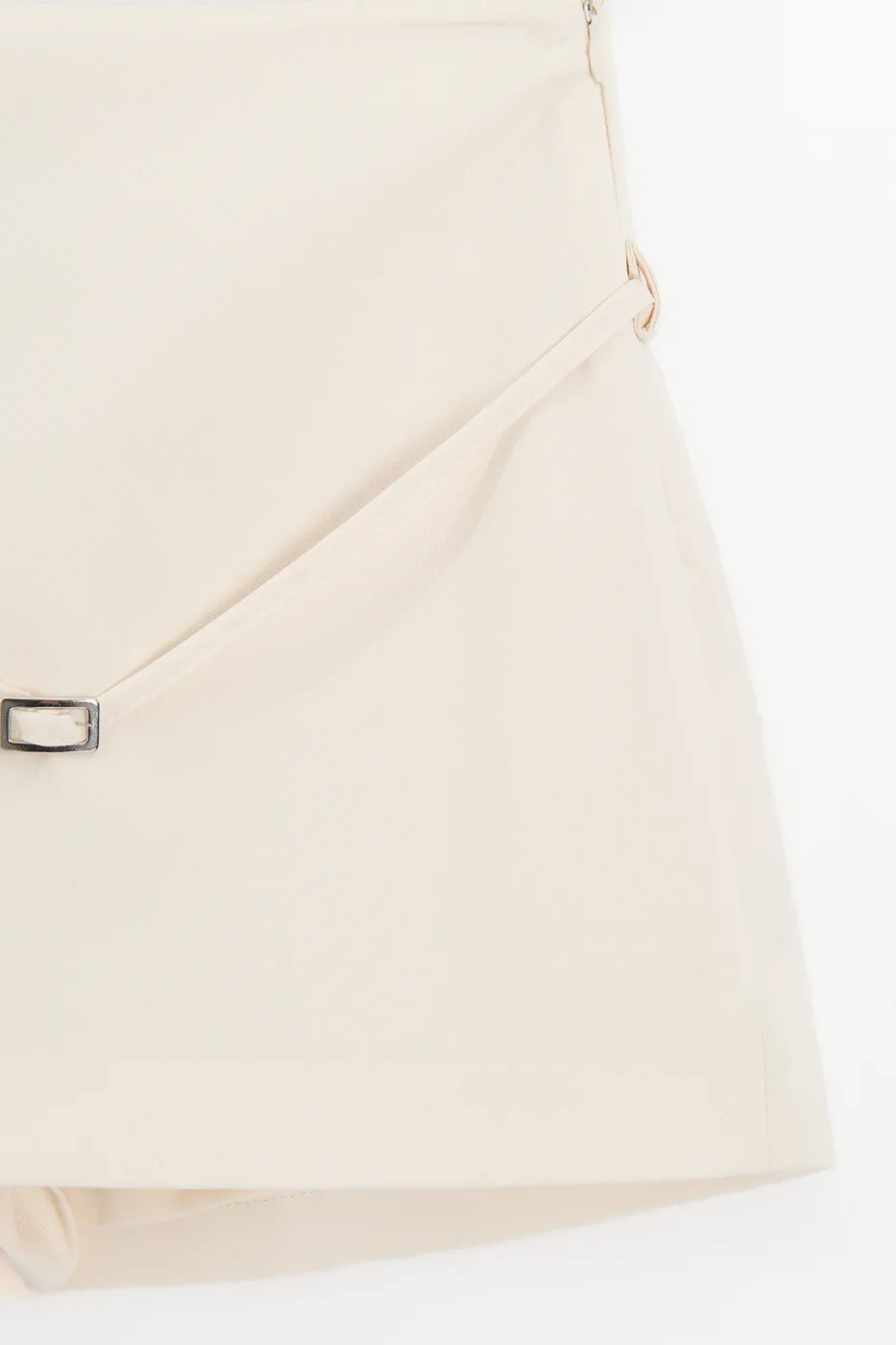 Bayan Krem Kemerli Şort Etek