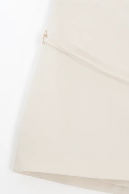 Bayan Krem Kemerli Şort Etek - BSL