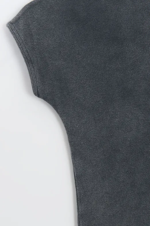 Bayan Antrasit Parça Boyalı Carmen Yaka Fitilli  Top - BSL