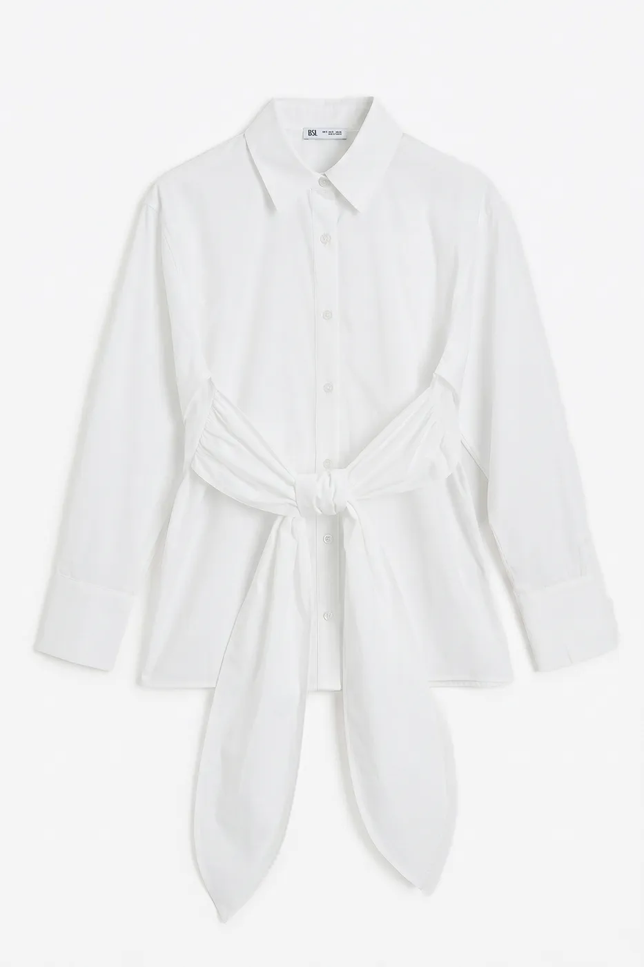 Bayan Beyaz Beli Bağlamalı Gömlek