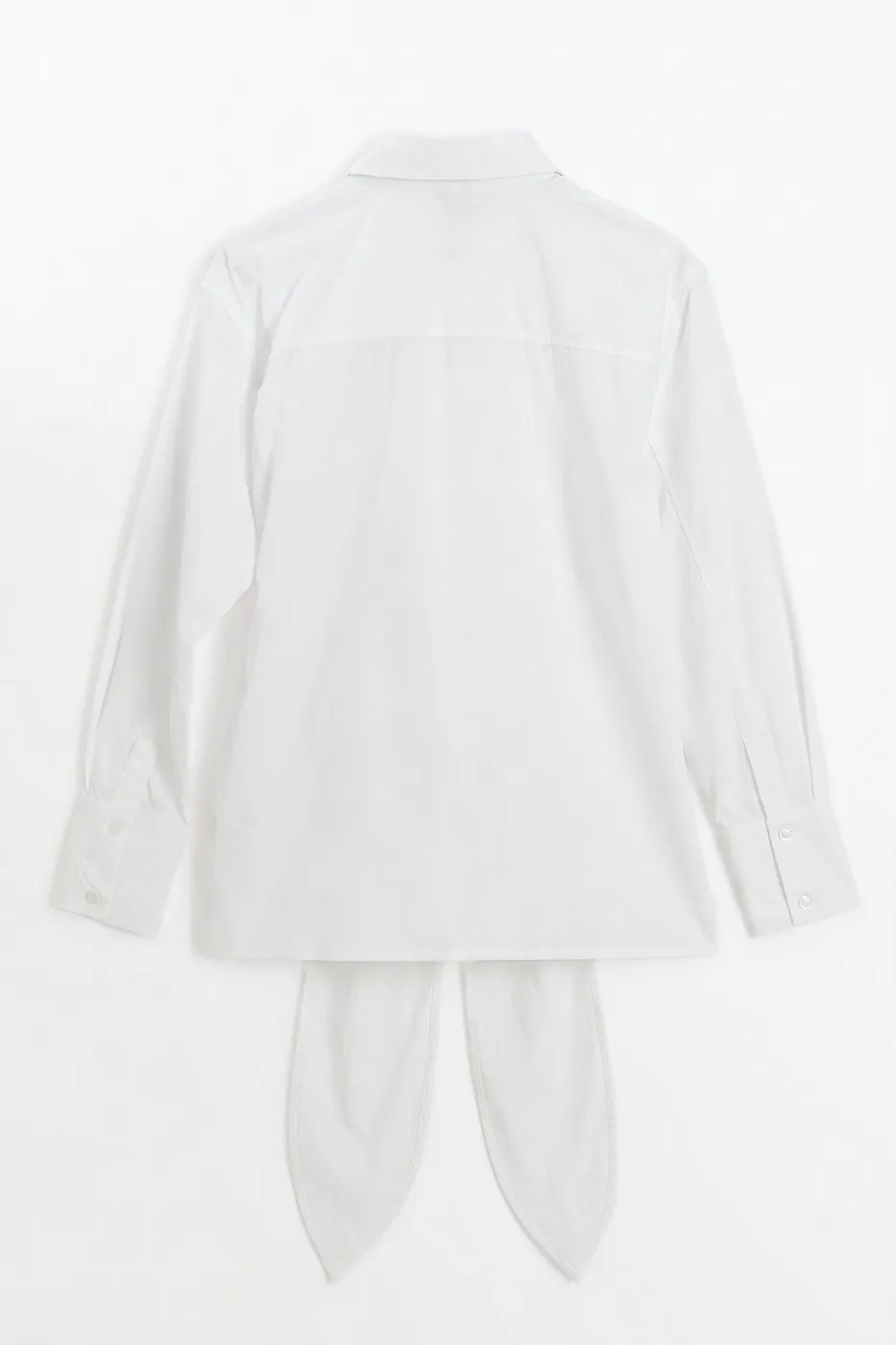 Bayan Beyaz Beli Bağlamalı Gömlek