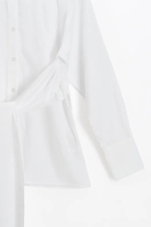 Bayan Beyaz Beli Bağlamalı Gömlek - BSL