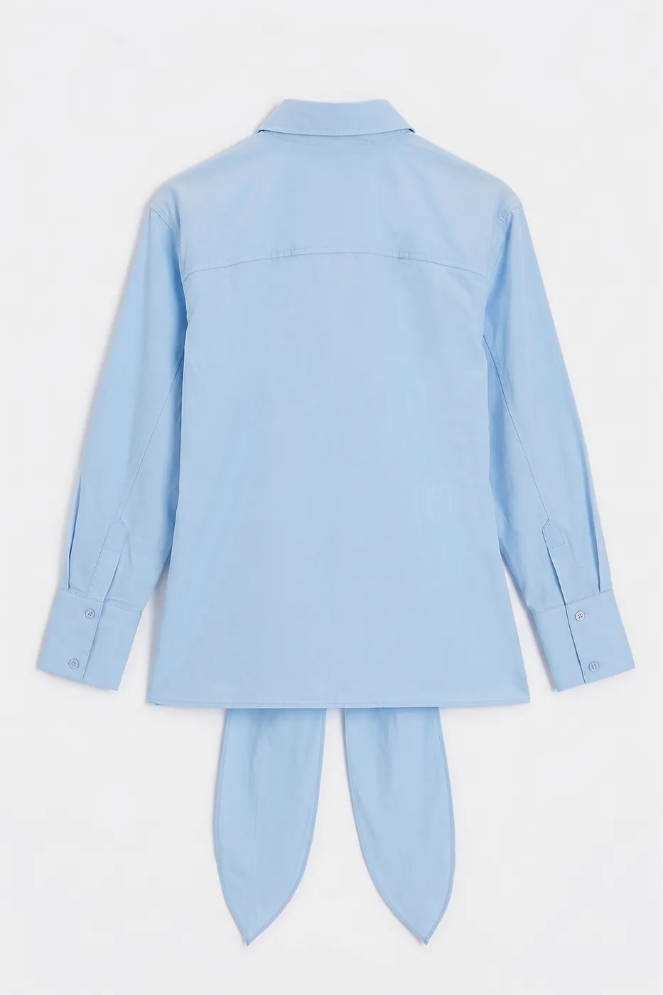 Bayan Mavi Beli Bağlamalı Gömlek