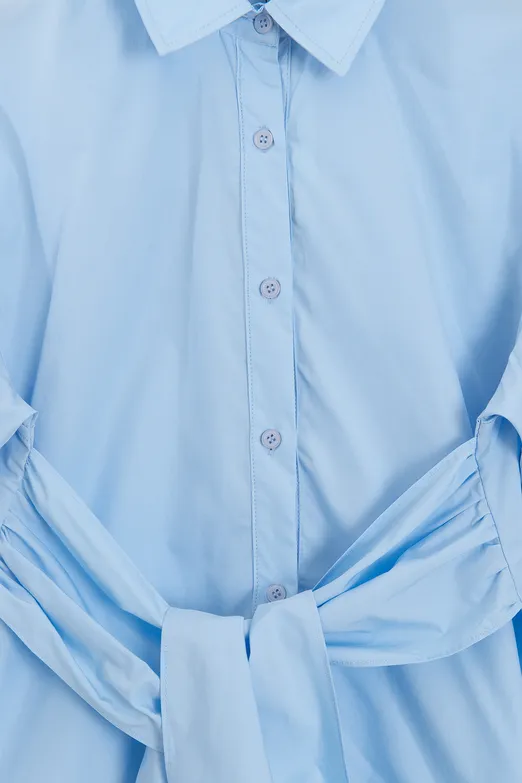 Bayan Mavi Beli Bağlamalı Gömlek - BSL