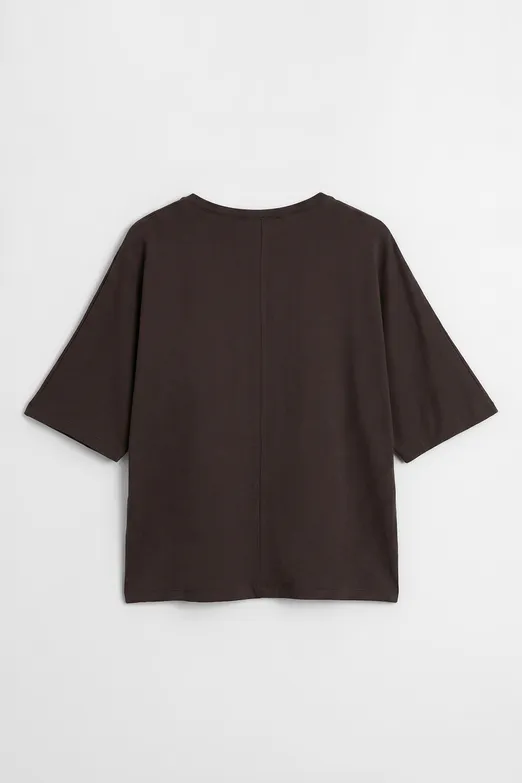 Bayan Kahverengi Oversize Basic Tshirt - BSL