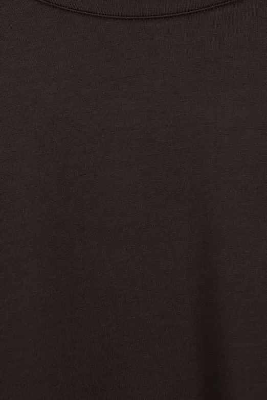 Bayan Kahverengi Oversize Basic Tshirt - BSL