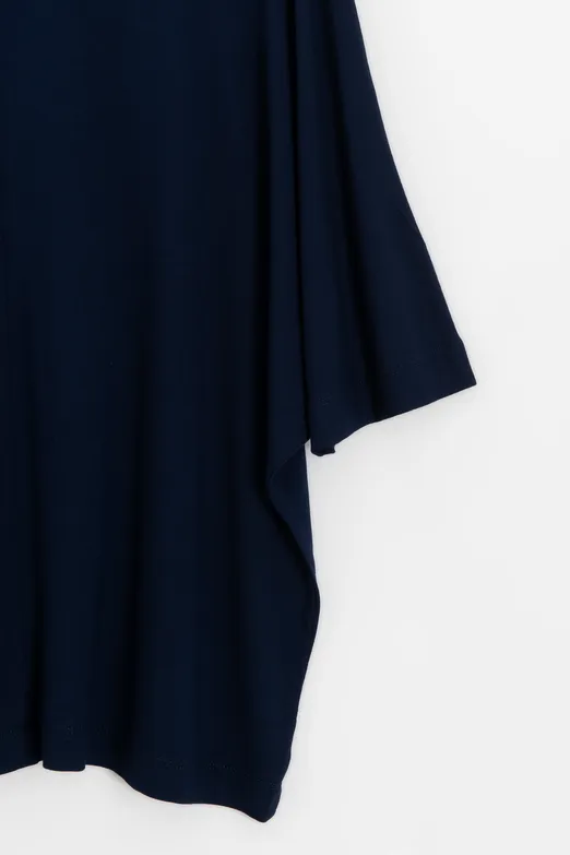 Bayan Lacivert Oversize Basic Tshirt - BSL
