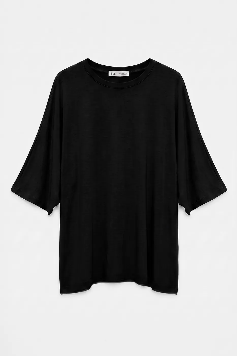 Bayan Siyah Oversize Basic Tshirt