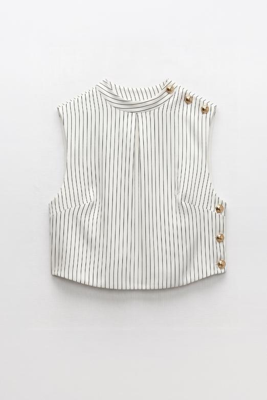 Saten Çizgili Crop Top