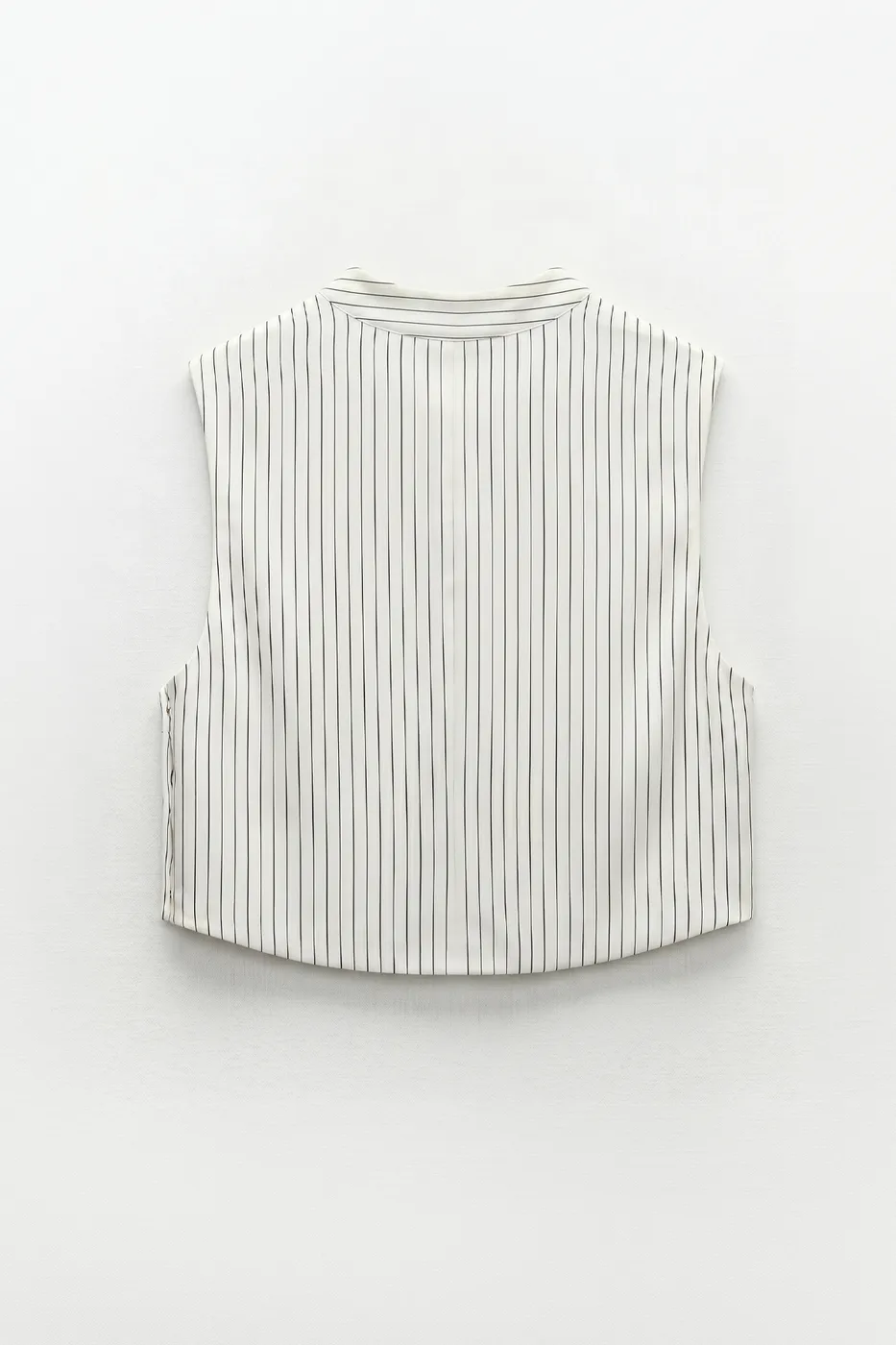 Bayan Beyaz Saten Çizgili Crop Top