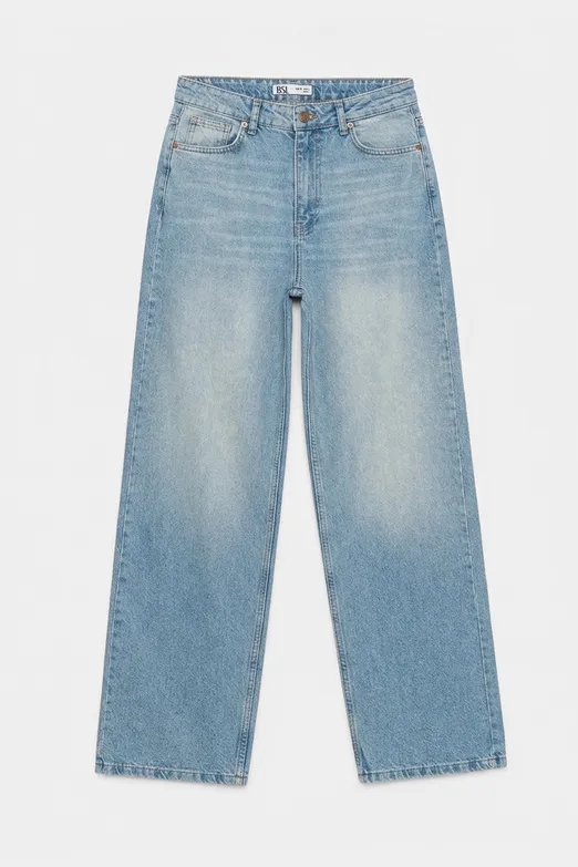 Bayan Mavi Düz Kesim Denim Pantolon - BSL