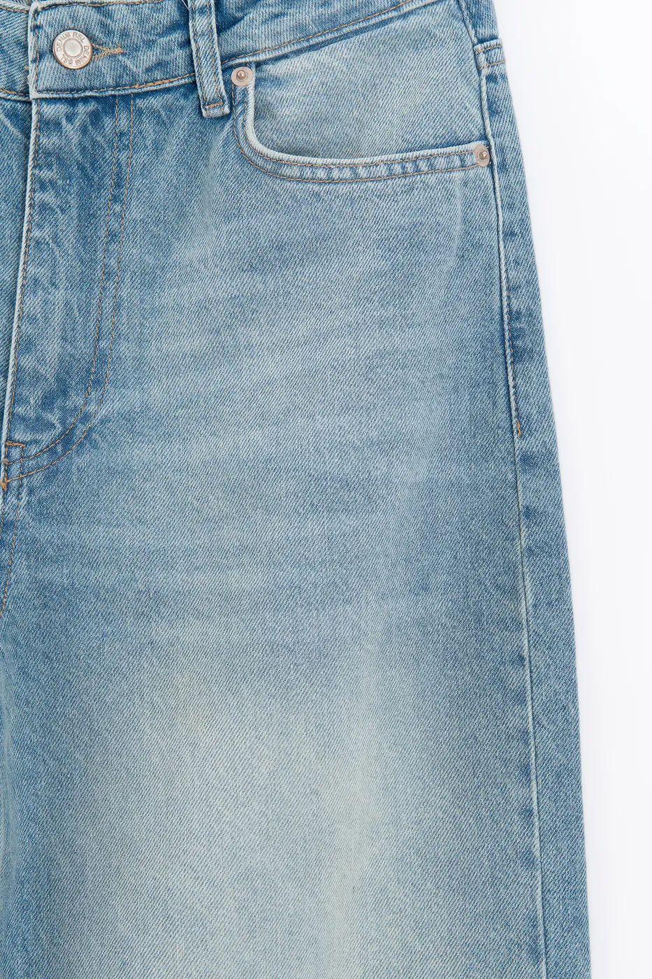 Bayan Mavi Düz Kesim Denim Pantolon