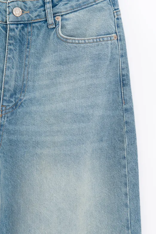 Bayan Mavi Düz Kesim Denim Pantolon - BSL