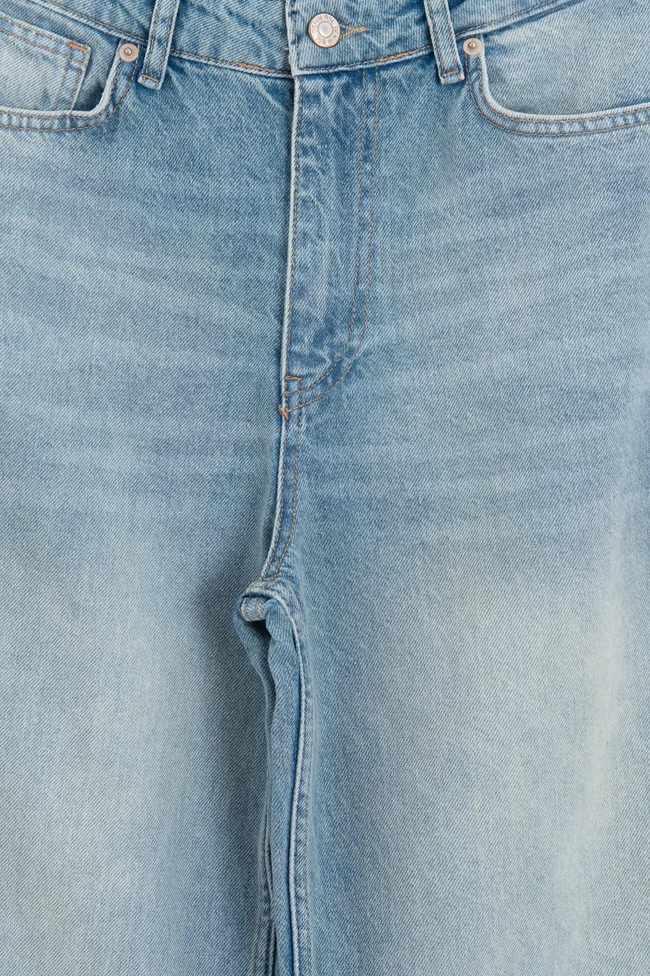 Bayan Mavi Düz Kesim Denim Pantolon