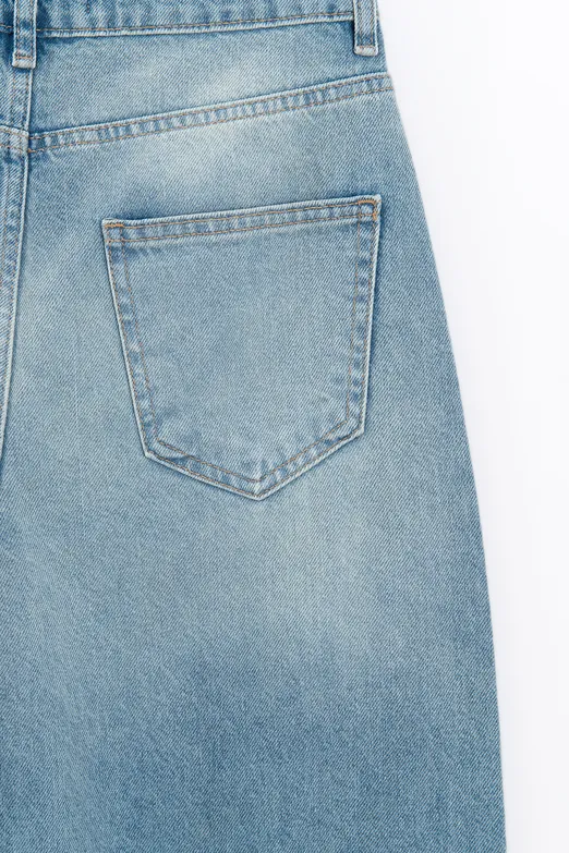 Bayan Mavi Düz Kesim Denim Pantolon - BSL