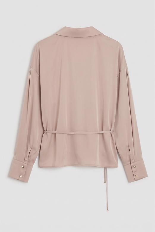 İnce Kemerli Saten Bluz