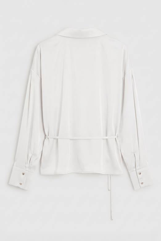 İnce Kemerli Saten Bluz