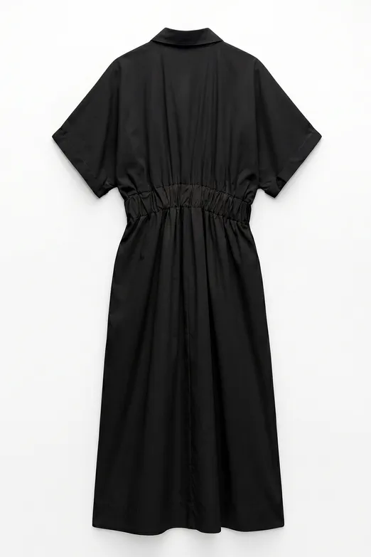 Bayan Siyah %100 Cotton Gömlek Elbise - BSL