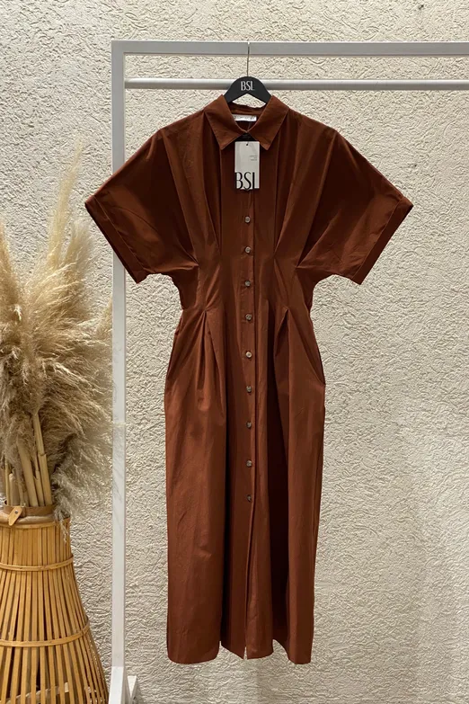 Bayan Tarçın %100 Cotton Gömlek Elbise - BSL
